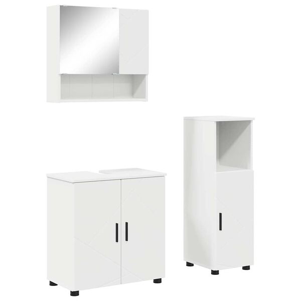 vidaXL Ensemble de mobilier de salle de bain Montage mural 3 pcs Blanc