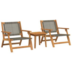 vidaXL Chaises de jardin avec table 3 pcs Gris Bois d'Acacia Massif