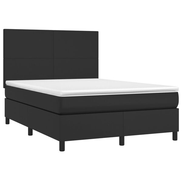 vidaXL Sommier &agrave; lattes de lit avec matelas et LED Noir 140x200 cm