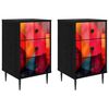 vidaXL Table de chevet HEESCH 2 pc Ch&ecirc;ne noir 36 x 33 x 61 cm