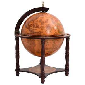 vidaXL Support &agrave; vin bar forme globe Marron Bois d'eucalyptus massif