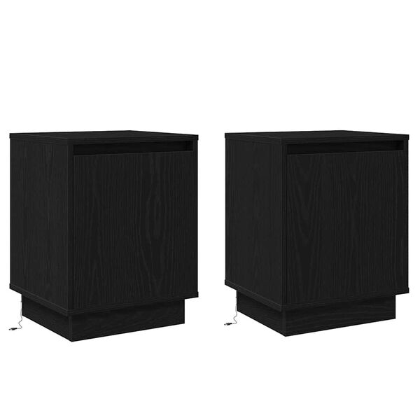 vidaXL Cabinet de chevet 2 pcs Ch&ecirc;ne noir 39 x 34,5 x 50 cm