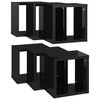 vidaXL &Eacute;tag&egrave;res cube murales 6 pcs noir brillant 22x15x22 cm