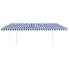 vidaXL Auvent r&eacute;tractable automatique avec poteaux 5x3 m Bleu et blanc