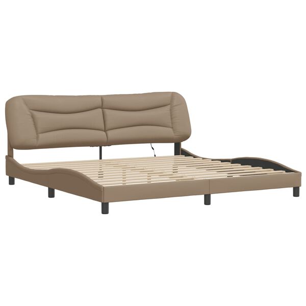 vidaXL Cadre de lit avec LED sans matelas Hvar cappuccino 200x200 cm