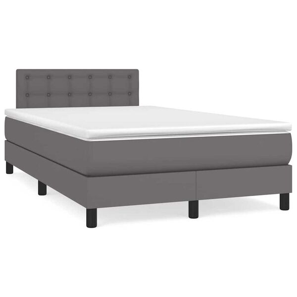 vidaXL Sommier &agrave; lattes de lit matelas LED gris 120x190 cm similicuir