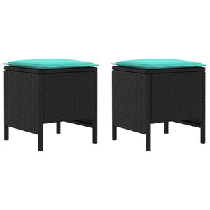 vidaXL 2 pc Pouf de Jardin Rotin PE Noir et turquoise