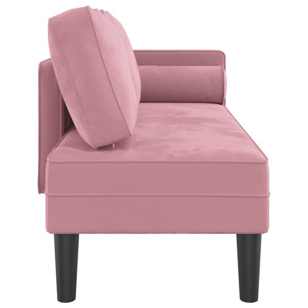 vidaXL Chaise longue avec coussins rose velours