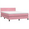 vidaXL Sommier &agrave; lattes de lit avec matelas et LED rose 140x210 cm velours