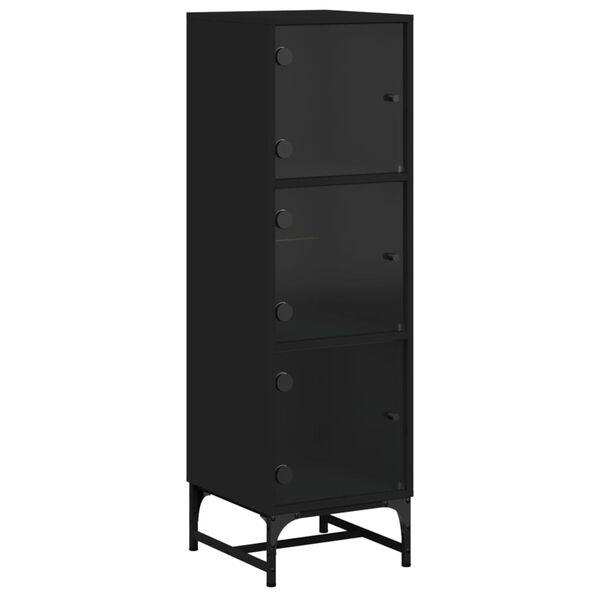 vidaXL Buffet avec portes en verre noir 35x37x120 cm