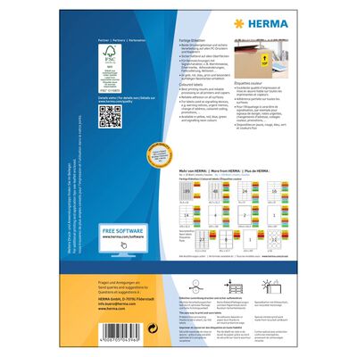 HERMA Étiquettes permanentes universelles A4 105x148 mm 100 Feuilles