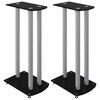 vidaXL Supports de haut-parleurs 2 pcs noir/argent&eacute; 3 piliers