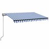 vidaXL Auvent automatique capteur de vent/LED 350x250 cm Bleu et blanc