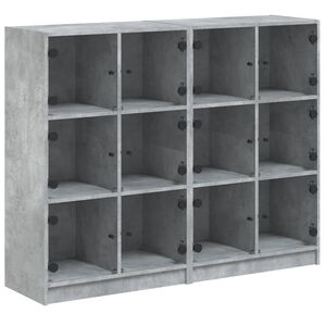 vidaXL Biblioth&egrave;que avec portes gris b&eacute;ton 136x37x109 cm
