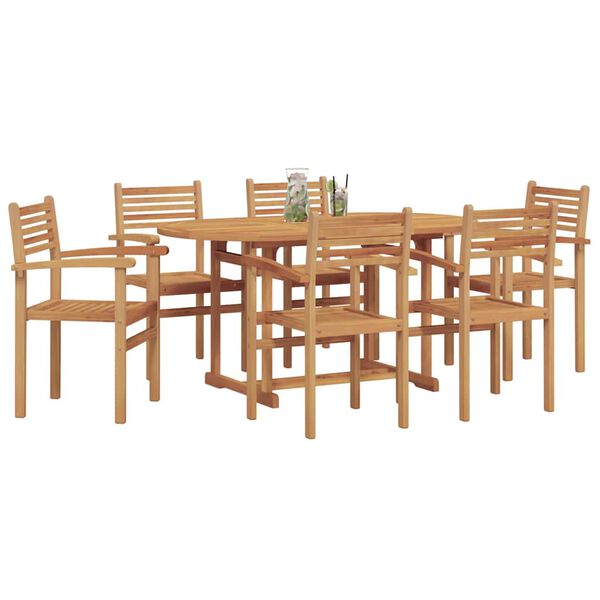 vidaXL Ensemble de salle &agrave; manger pour jardin 7 pcs Naturel