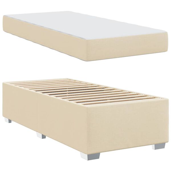 vidaXL Cadre de lit avec matelas Cr&egrave;me 80 x 200 cm tissu