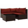 vidaXL Salon de jardin 4 pcs avec coussins Marron R&eacute;sine tress&eacute;e
