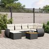 vidaXL Salon de jardin 7 pcs avec coussins noir r&eacute;sine tress&eacute;e