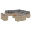 vidaXL Salon de jardin avec coussins 14 pcs beige r&eacute;sine tress&eacute;e