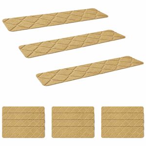 vidaXL Tapis d'escalier 15 pc 76 x 20 cm Beige Polyester Rectangulaire