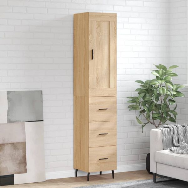 vidaXL Buffet haut Ch&ecirc;ne sonoma 34,5x34x180 cm Bois d'ing&eacute;nierie