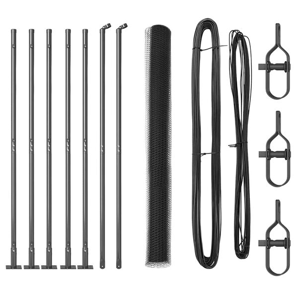 vidaXL Clôture avec poteaux Gris 1.6 x 10 m Acier recouvert de PVC