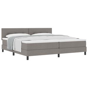 vidaXL Lit &agrave; ressorts avec matelas Taupe 200 x 200 cm tissu