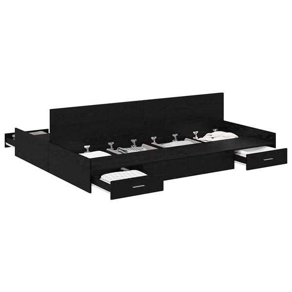 vidaXL Cadre de lit avec rangement avec tiroir Chêne noir 135 x 190 cm