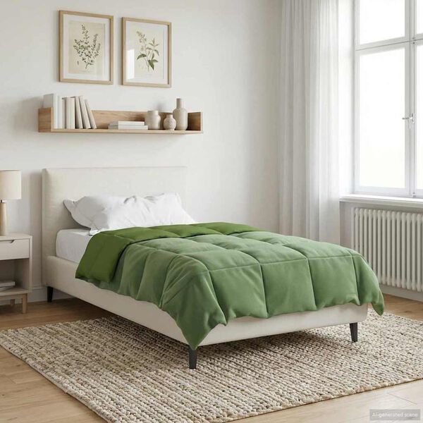 vidaXL Duvet complet toute l'ann&eacute;e Vert 155 x 200 cm Microfibre