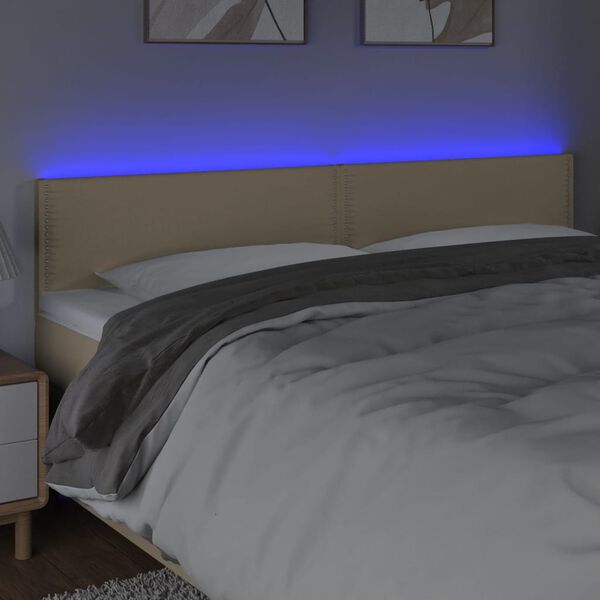 vidaXL T&ecirc;te de lit &agrave; LED Cr&egrave;me 160x5x78/88 cm Tissu