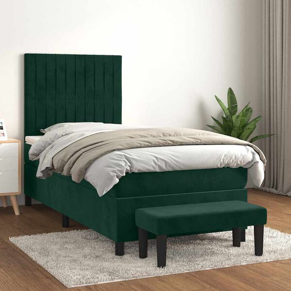 vidaXL Sommier &agrave; lattes de lit avec matelas Vert fonc&eacute; 100x200 cm