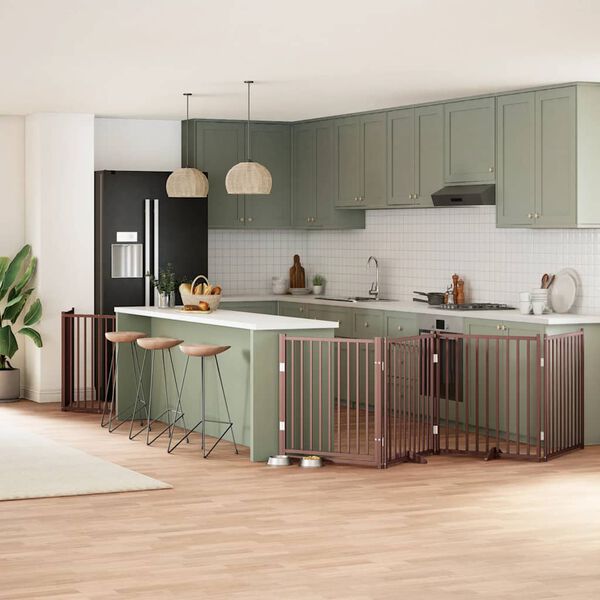 vidaXL Barri&egrave;re pour chien porte pliable 8 panneaux bois de peuplier