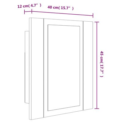 vidaXL Armoire à miroir LED de salle de bain sonoma gris 40x12x45 cm