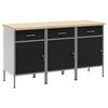 vidaXL Placard de travail 3 pcs Noir et gris 150 x 55 x 85 cm