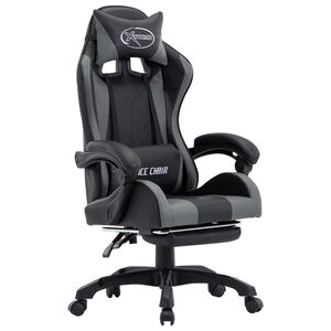 vidaXL Fauteuil de jeux vid&eacute;o avec repose-pied Gris et noir Similicuir