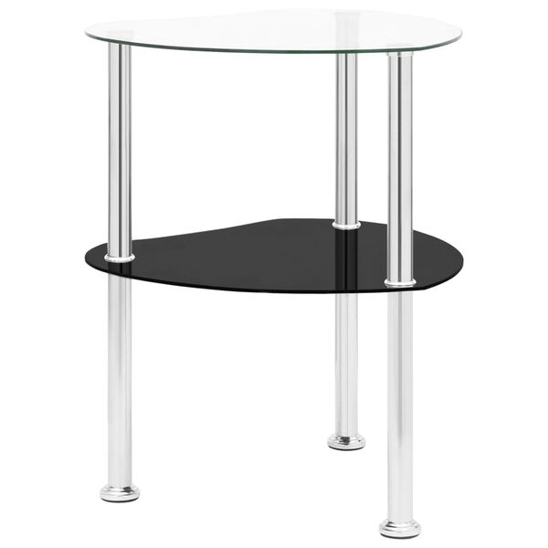 vidaXL Table 2 niveaux Transparent et noir 38x38x50 cm Verre tremp&eacute;