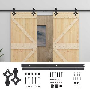 vidaXL Porte coulissante 2 pcs Naturel et noir Bois de pin massif