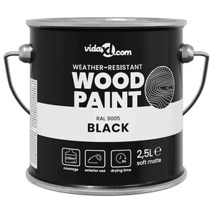 vidaXL Peinture pour bois Noir 16,5 x 16,5 x 15,9 cm Impression murale