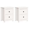 vidaXL Tables de chevet 2 pcs Blanc 50x35x61,5 cm Bois de pin massif