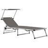 vidaXL Chaise longue pliable avec toit aluminium et textil&egrave;ne gris