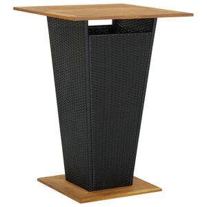 vidaXL Table de bar Noir 80x80x110 cm R&eacute;sine tress&eacute;e et bois d'acacia