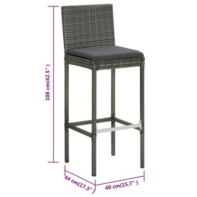 vidaXL Tabourets de bar avec coussins lot de 6 gris résine tressée