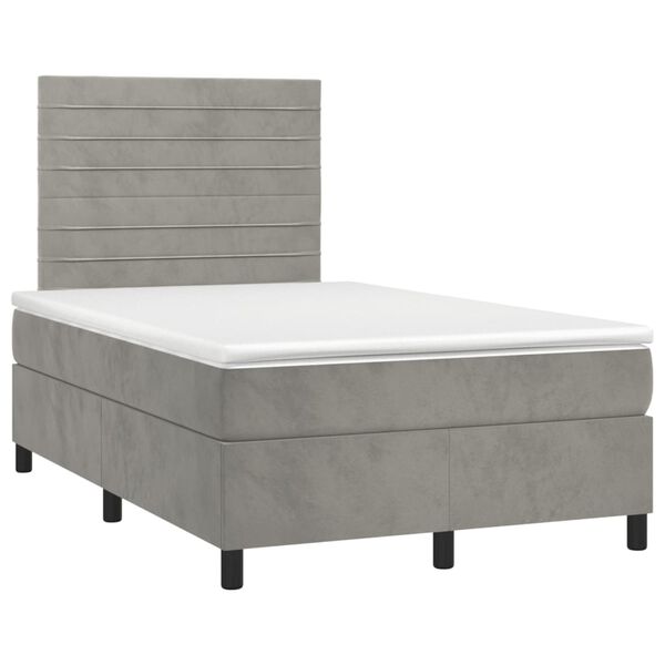 vidaXL Sommier &agrave; lattes de lit et matelas gris clair 120x190cm velours