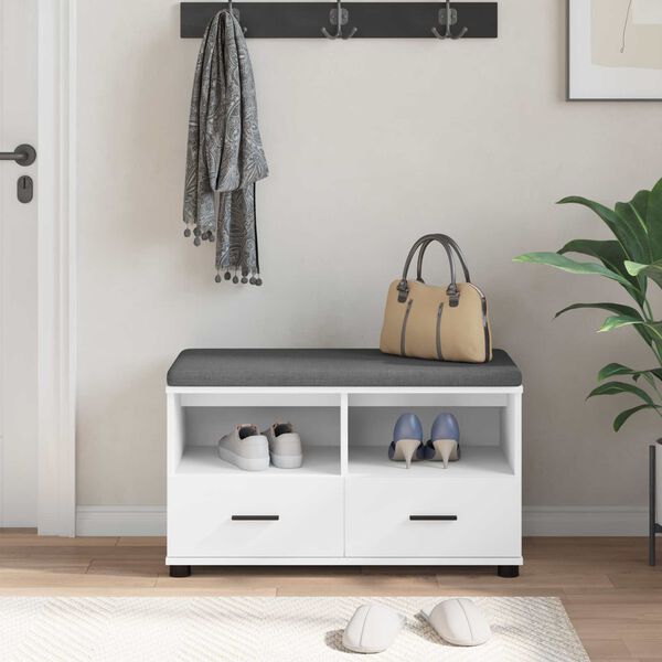 vidaXL Banc d'entr&eacute;e avec coussin avec tiroir Blanc 80 x 38 x 46 cm