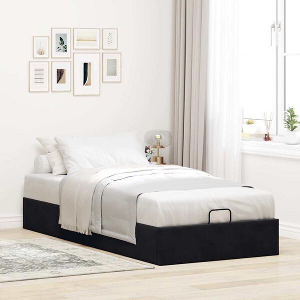 vidaXL Cadre de lit ottoman sans matelas noir 90x200 cm velours