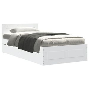vidaXL Cadre de lit avec t&ecirc;te de lit sans matelas blanc 100x200 cm
