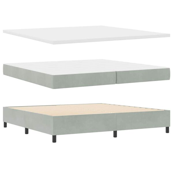 vidaXL Lit &agrave; ressorts avec matelas Gris clair 200 x 200 cm Velours