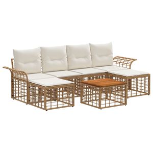 vidaXL Ensemble de canap&eacute;s d'ext&eacute;rieur 7 pcs Blanc Naturel et Cr&egrave;me