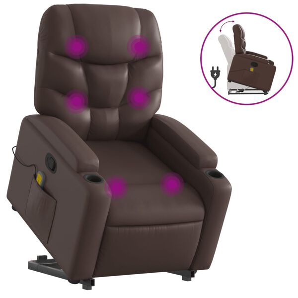 vidaXL Fauteuil inclinable de massage Marron Similicuir