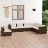 vidaXL Salon de jardin 7 pcs avec coussins R&eacute;sine tress&eacute;e Marron